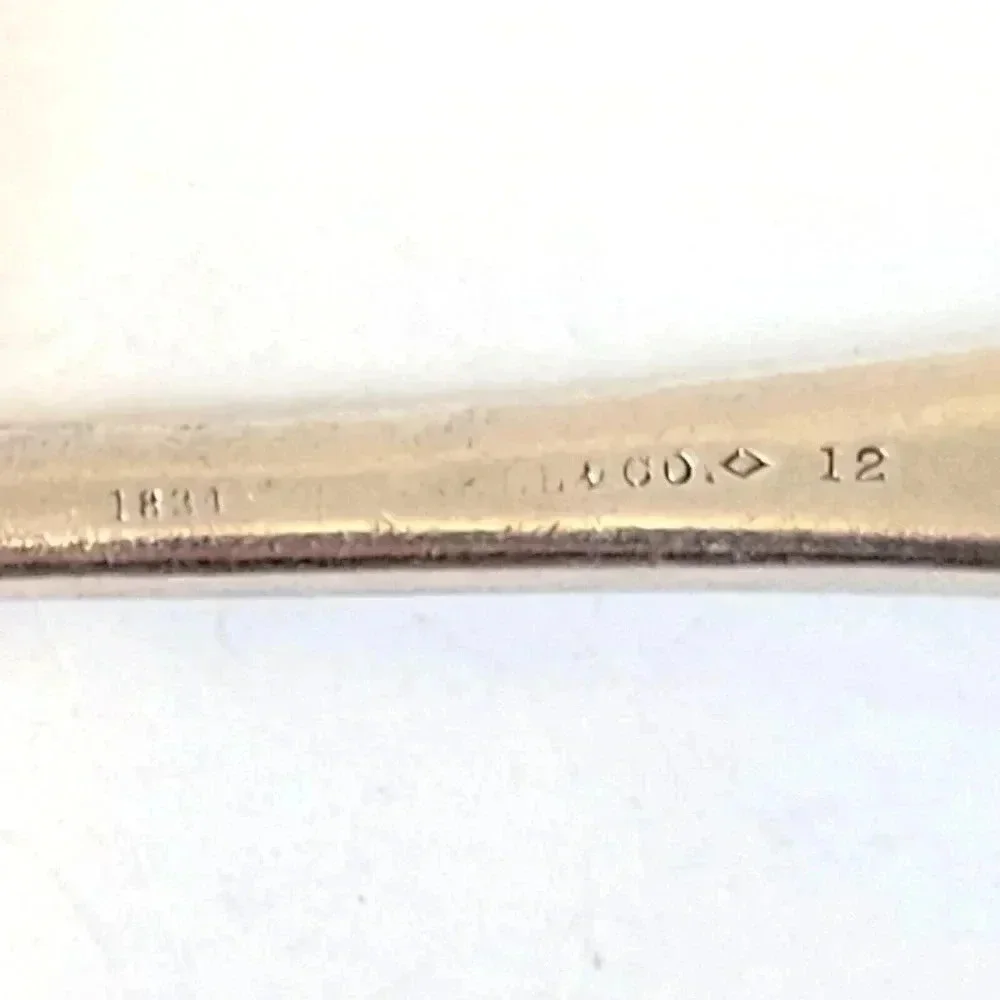 1834 J. Russell & Co. Dinner Fork Silverplate Antique 50g 7 1/2